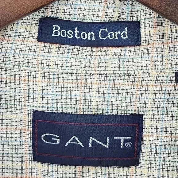 Vintage GANT Boston Cord Checker Textured Button Up Short sleeve Men's Shirt - Picture 6 of 9